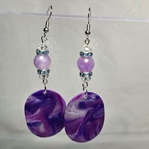 Vibrant Purple and Blue Swirl Earrings With Dolomite Jasper